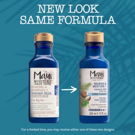 Maui Moisture Nourish & Moisture + Coconut Milk Conditioner to Hydrate and Detangle Curly Hair, Lightweight Daily Moisturizing Conditioner, Vegan, Silicone & Paraben-Free, 13 fl oz