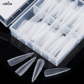 NMKL38 120PCS Unique Pattern Dual Nail Forms for Poly Nail Gel Full Cover Nail Molds Nail Tips Extension Forms 12 Sizes Nail Sticker for Manicure Extension (A)