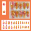 Jremg Flower Press on Nails Medium Almond Fake Nails with