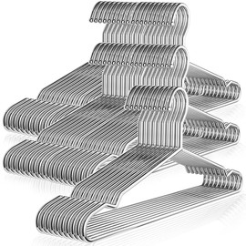 50Pcs Ganchos para Ropa de Acero Inoxidable, 40CM Perchas para Ropa con Ranuras, Antióxido y Duradero, Ahorrar Espacio en el Ropero, para Pantalones, 