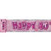 12ft 40th Pink Glitz Birthday Banner Decorations Unisex Party Supply