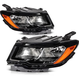 SELEAD Headlight Assembly Fit 2017-2021 for JEEP COMPASS Pair Headlights Black Housing & Clear Lens OE:55112706AF