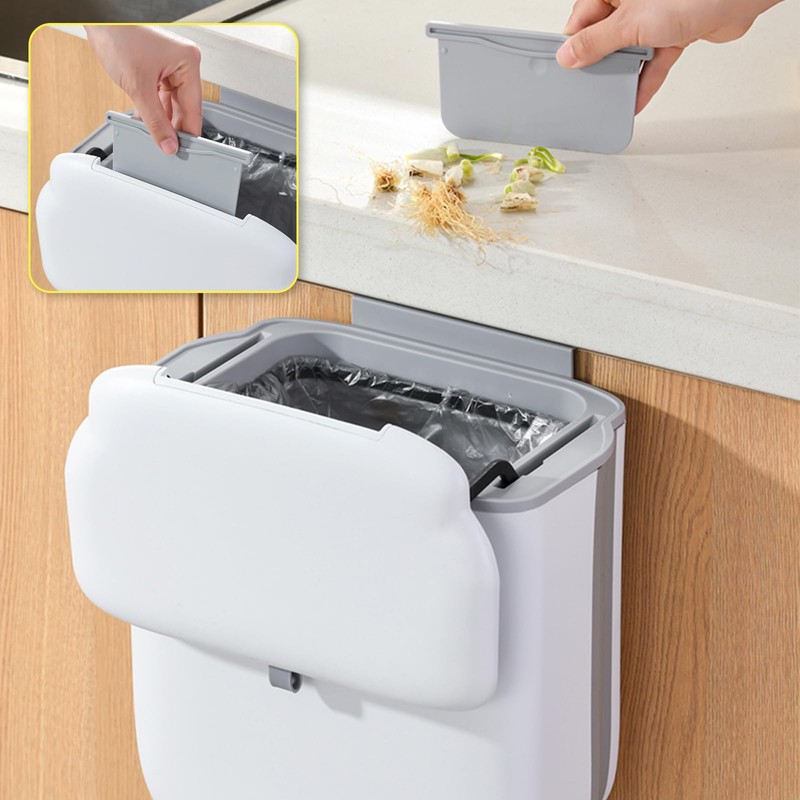Soddeph 3.2 Gallon Foldable Hanging Trash Can with Lid for