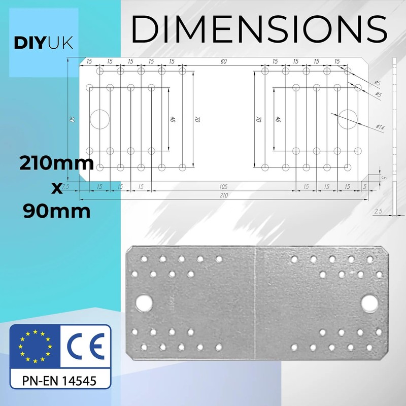 Premium Flat Bracket 2.5mm Galvanised Steel Joining Plate Brackets for