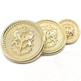 Twin Lion Gold Metal Shank Buttons - 12 Pcs - 3 Size Options - Luxury Twin Lion Crown Kingdom Metal Shank Buttons for Men Women Blazer Coat Uniform Shirt Suit and Jacket Sewing Craft DIY TWL4623……