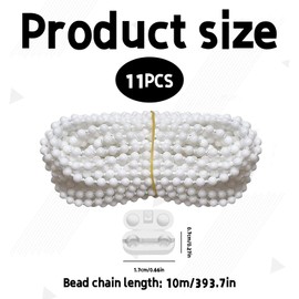 Roller Blind Chain,10m Roller Blind Cord Replacement with 10pcs Blind Cord Connector,Blind Pull Cord Extender Accessories for Roller Blind Replacement Parts