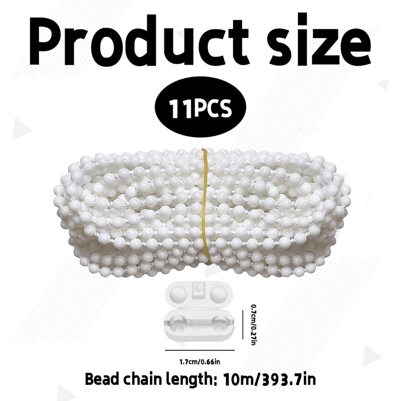 Roller Blind Chain,10m Roller Blind Cord Replacement with 10pcs Blind