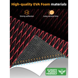 FOCEAN Boat Flooring - EVA Foam Boat Decking - Marine Flooring Marine Mats for Boats RV Yacht Kayak, 94.5''x 15.7'', Black & Red Lines