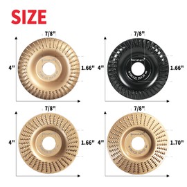 4 Pack Wood Carving Disc for Angle Grinder 4 Inch with 7/8" Arbor, Wood Shaping Grinding Wheel Sanding Disc, Woodworking Angle Grinder Attachment