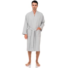 TowelSelections Mens Robe, Waffle Spa Bathrobe, Soft Kimono Bath Robe Large-X-Large Lunar Rock