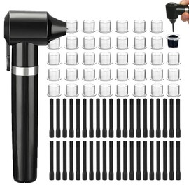 Tattoo Ink Mixer Machine Set - 100Pcs Yugui Ink Mixing Sticks and 100Pcs Tattoo Ink Cups Pigment Mixer Agitator Sticks Black Electric Color Tattoo Mixer Machine for Makeup Eyebrow Color