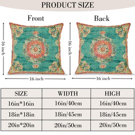HZYKDWD Boho Cushion Covers 40x40 cm Set of 2,Boho Vintage Carpet Pattern Antique Ethnic Decor Double Sided Pattern Throw Pillow Covers Soft Pillow Case Living Sofa Room Bed Square Pillow Cover