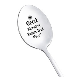 Gifts for Bonus Dad Stepdad from Daughter Son Good Morning Bonus Dad Spoon for Step Dad Fathers Day Spoons Gifts for Stepfather Bonus Dad Coffee Tea Lovers Gifts Engraved Spoon