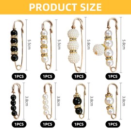 EOWVISN 8 Pieces Pearl Pins, Decorative Pins, Dress Pins, Clothing Fastening Pins, Multifunctional Pins, Clothing Accessories