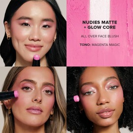 Nudestix Nudies Matte + Glow Core – Dual-Core Cream Blush Stick with Matte Color & Radiant Glow Balm for Cheeks, Eyes & Lips With Ceramides, Peptides & Vitamin E Magenta Magic