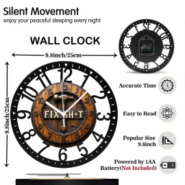 25cm Circular Iron Wall Clock with a Chalkboard Paint Centersheet size: 10 inch, color: Black