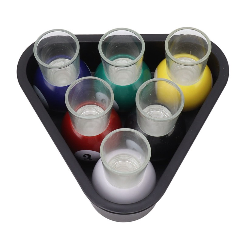 6pcs Billiards Pool Balls Shot Glasses Set Multicolor Pool Balls