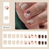 TBRZTR Flower Press on Nails Short Square Light Brown False