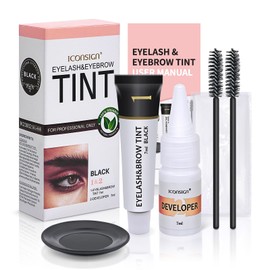 Eyebrow & Eyelash Color Kit, Professional Lash & Brow Color Kit, Instant Eyebrow Coloring Set with Natural Bushy Black Effects, Long-lasting, Easy to Use, 7ml, Black