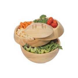 Tappas All-Natural Serving Container, Tiered Tray, Charcuterie, Sphere, Rubberwood