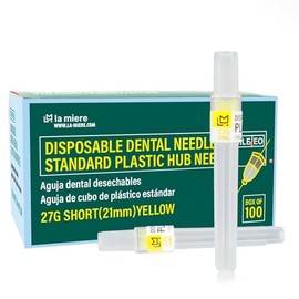 LA MIERE Agujas dentales desechables de plástico premium (100 unidades) en caja perforada, 27 g, longitud 21 mm