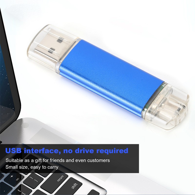 U Disk OTG Bright Blue DualHead Mini Metal USB 2.0