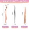 3 Pieces with Comb Tweezers, Grafted Eyelash Tools, Stainless Steel