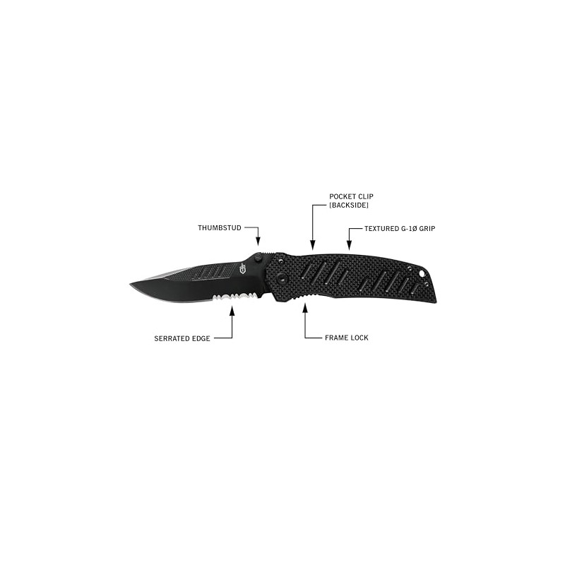 Gerber Gear 31-000594 - Cuchillo Swagger, borde dentado, punto de