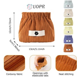 UOPR 6 Pieces 5.1 x 4.7 inches (13 x 12 cm), Small Cosmetic Pouch, Cute, Corduroy Spring Pouch Mini, Wallet, Lip Pouch, Portable, Coin, Accessories, Earphone Cable, Storage, Bag, Small Item, Women’s,