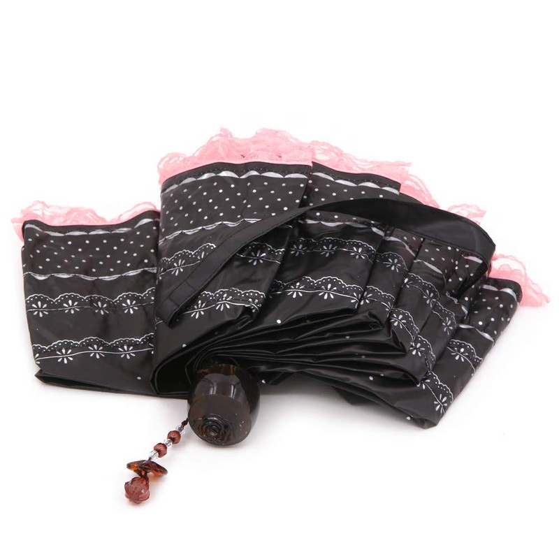 Heart Princess Lace Windproof Folding Sunny and Rainy Umbrella Ultraviolet-Proof