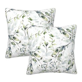 Spring Pillow Covers 18 x 18 Inch Set of 2,Sage Green Cream Wild Flower Plant Throw Pillows Case,Modern Seasonal Decorative Square Farmhouse Decor Cushion Covers for Home Sofa Bed Couch