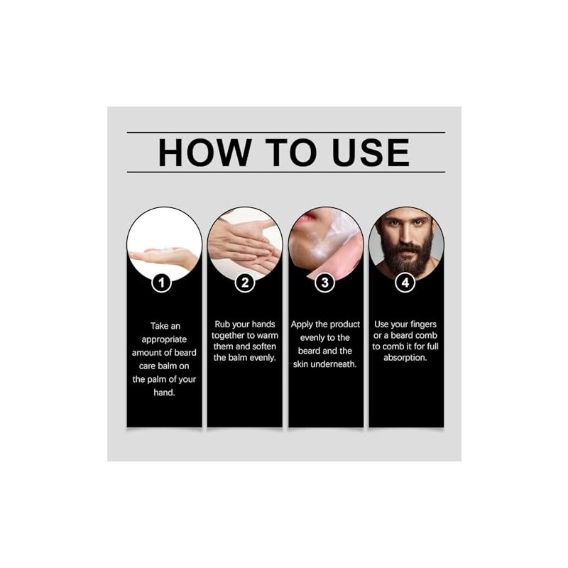 Beard Stimulating Balm for Men, Moisturizes & Strengthens Beard, Tames