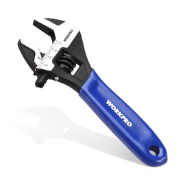 WORKPRO 4-Inch Mini Adjustable Wrench, Cr-V Steel Wide Jaw Black Oxide Wrench for Small Nuts, Metric & SAE Scales, for Home, Workshop and DIY
