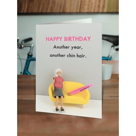 Bold & Bright - Funny Birthday Card - 'Another Chin Hair' - Hilariously Funny Cards For Women - Cheeky Cards For Her Girls Ladies Friends - Novelty Humour Cards