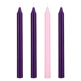 Mega Candles 4 pcs Unscented Christmas Advent Candles Set, Hand Poured Premium Wax Straight Taper Candle 10 Inch x 7/8 Inch, Holidays, Festivities, Devotional, Church, Wreath, Party, Gifts