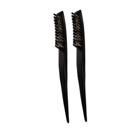 Healeved 2pcs Boar Bristles for Scalp Combing Teasing Brush for Women Brush for Slicking Hair Back Black Wood