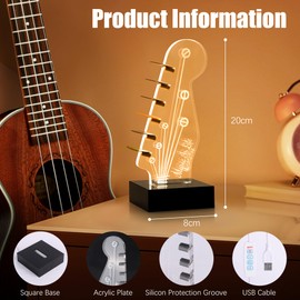 Bomiclss Guitar Pick Holder, Light Up Acrylic Guitar Plectrum Display, Music Gifts for Men Guitarist Music Lovers Players