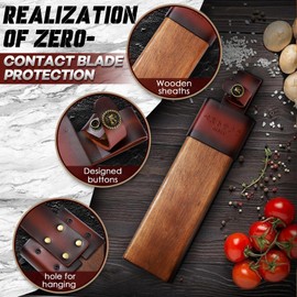 Freelander Japanese Style High Carbon Steel Machete with Red Sandalwood Ergonomic Full Tang Handle and Wood-Leather Sheath, for Camping, Hiking, Yard Work, and Survival,Christmas Gifts for Men Women