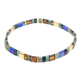 Sonateomber Tila Flat Beaded Stretch Strand Bracelets for Women Friendship Boho Friendship Square Beads Bracelet Jewelry Gift