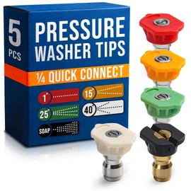 Pressure Washer Nozzle Tips Set of 5 – Pressure Washer Tips Set, Rust-Resistant & Anti-Deformation, Quick-Connect Foam Sprayer for Car Wash & Wide Surface Cleaning