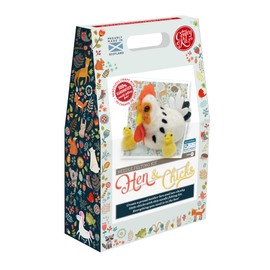 The Crafty Kit Company Hen & Chicks DIY Needle Felting Craft Kit for Beginners Kids and Adults - Made in The UK