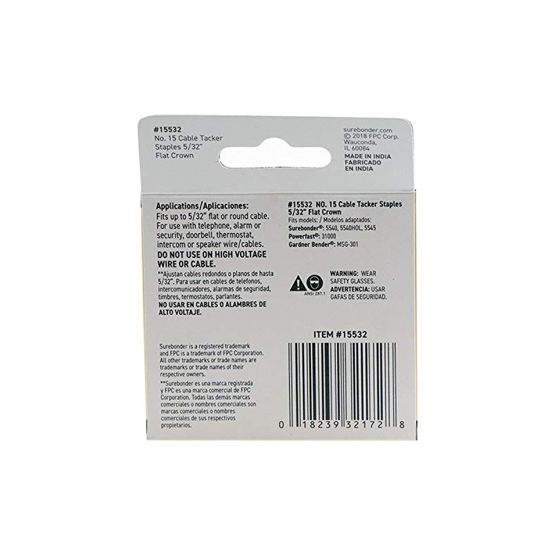 #15 Flat Crown Cable Tacker Staples - 630 ct.