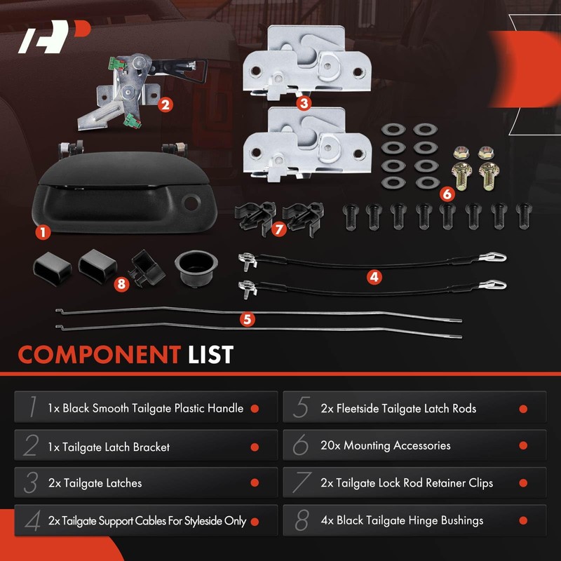 A-Premium 34-PC Tailgate Hardware Rebuild Kit with Bolts Compatible with
