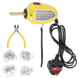 sourcing map Plastic Welder Kit 100W Soldering Gun with 200pcs 4 Type Hot Staplers & Pliers Plastic Welding Machine Kit for Car Bumper Repair Most Plastic Repair, Yellow