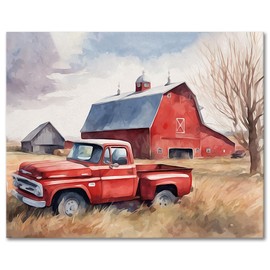 American Farm DIY Paint by Numbers for Adults Red Barn vintage Truck Paint by Numbers Kits with Paintbrushes and Acrylic Pigment 16X20 Inch Flameless Canvas Wall Decor Oil Painting for Friends Family