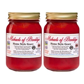 MICHAEL'S OF BROOKLYN Homestyle Gravy Tomato Sauce - Non-GMO, Gluten Free, Made with Italian Tomatoes, Fresh Basil, Garlic Onions, Olive Oil & Fresh Parsley Pasta Sauce - 16 oz (Pack of 2)