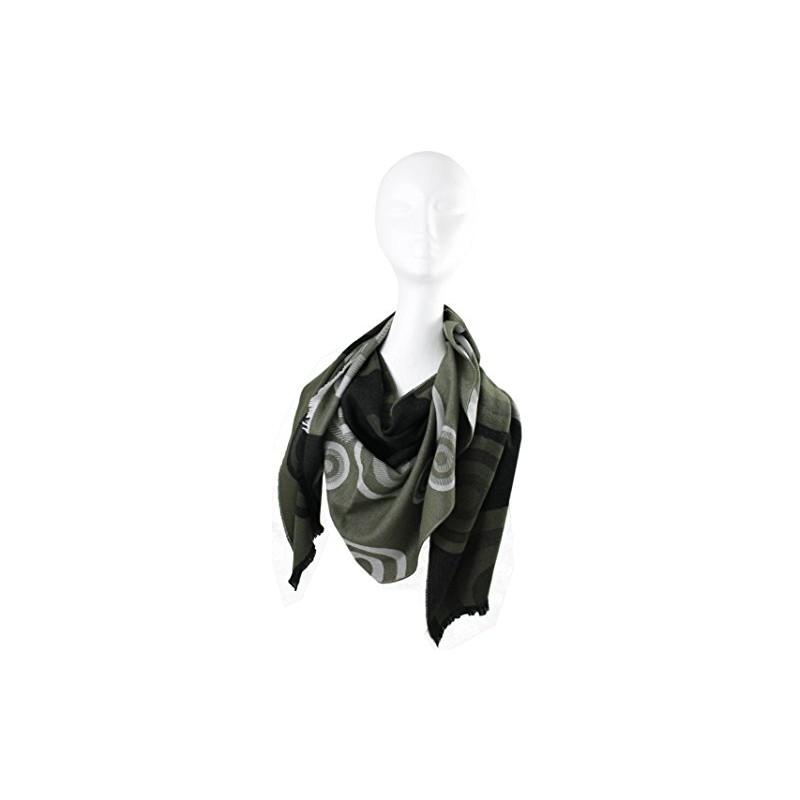 Rotfuchs® Woven Scarf Two-Tone & Graphic Look Green Black Fashionable