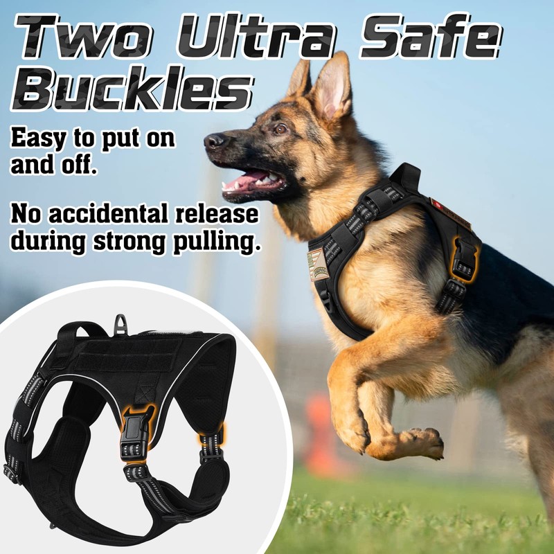 rabbitgoo Tactical Dog Harness for Large Dogs, No Pull Military