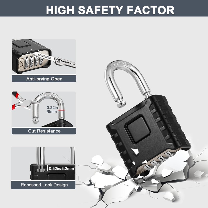 ZHEGE Heavy Duty Combination Lock Outdoor, 4 Digit Large Weatherproof