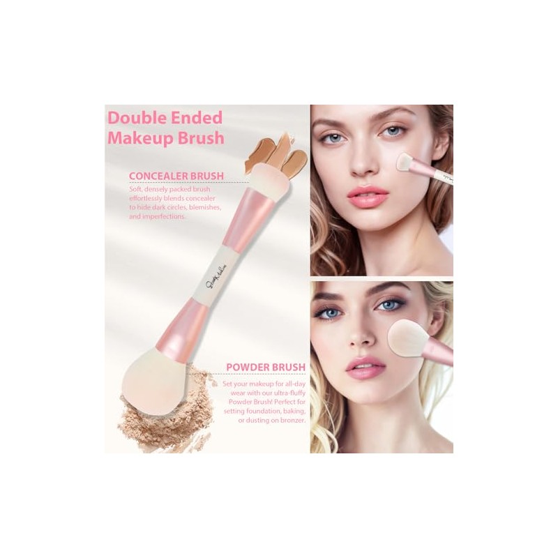 START MAKERS Brochas de Maquillaje, Set de Brochas Rosadas de